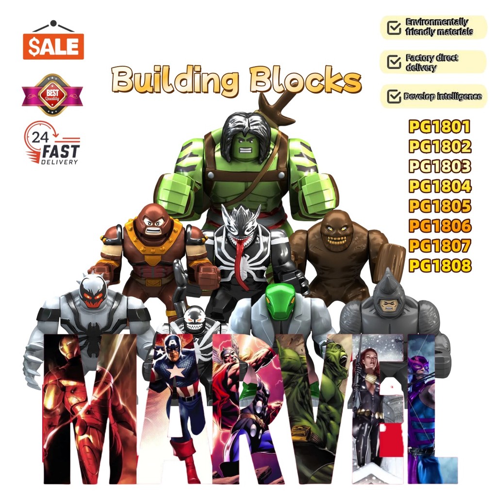 2024 Nova Série Anime Super Hero PG1801-PG1808 Montado Blocos de Construção Modelo de Brinquedo Adul