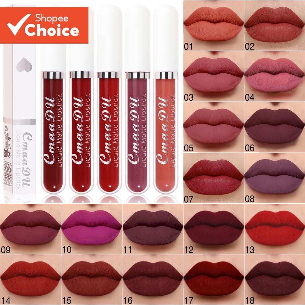 Batom Cmaadu 18 Cores , 2.5 Ml , Fosco , À Prova Dágua , Esmalte Labial De Maquiagem De Longa Duraçã