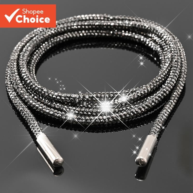 1 PCS Cadarços De Strass Preto Branco Cor DIY Decorativos Para Botas De Tênis