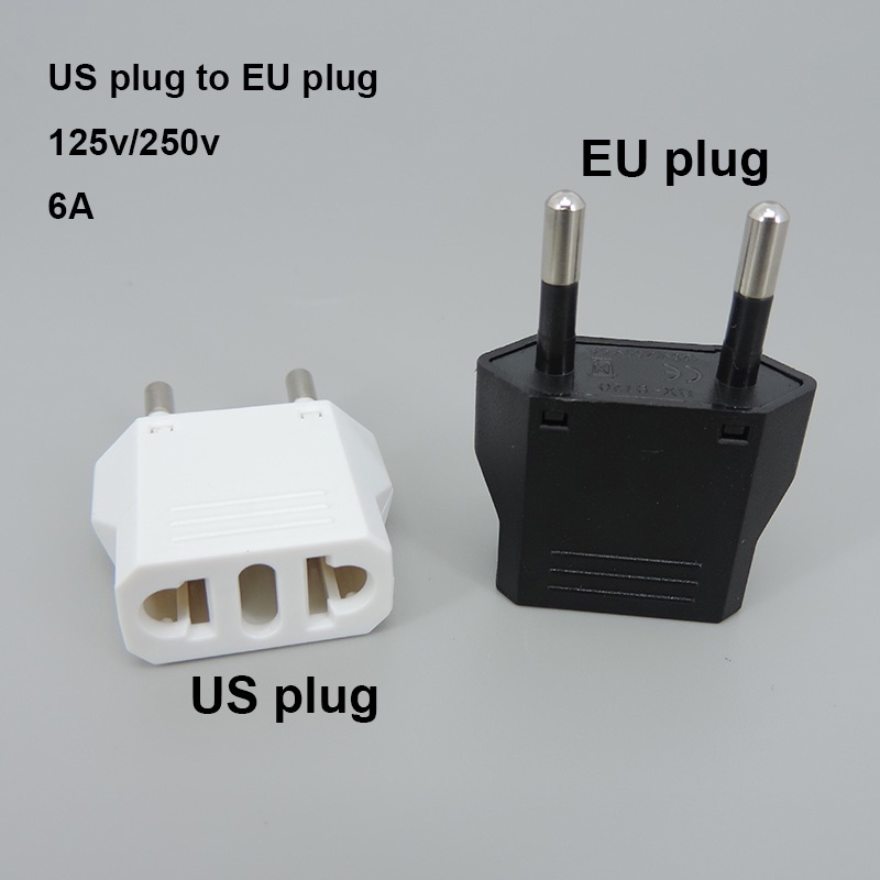 2 Pinos Universal US To EU Plug Eua Euro Europa Parede De Viagem Carregador De Energia Ca Adaptador