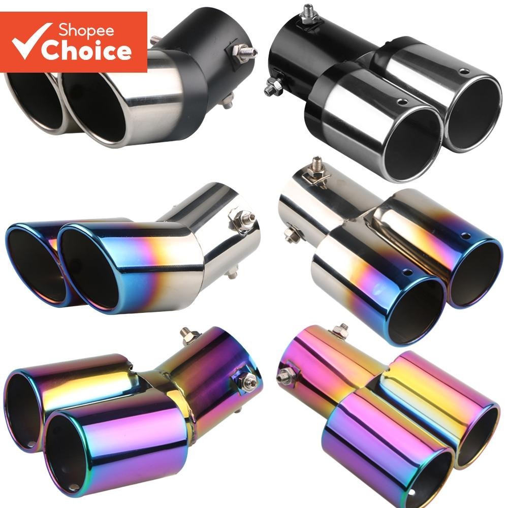 QP0026 Tubo Traseiro De Escape Duplo Universal Para Carro , Ponta Silenciadora De Aço Inoxidável , A