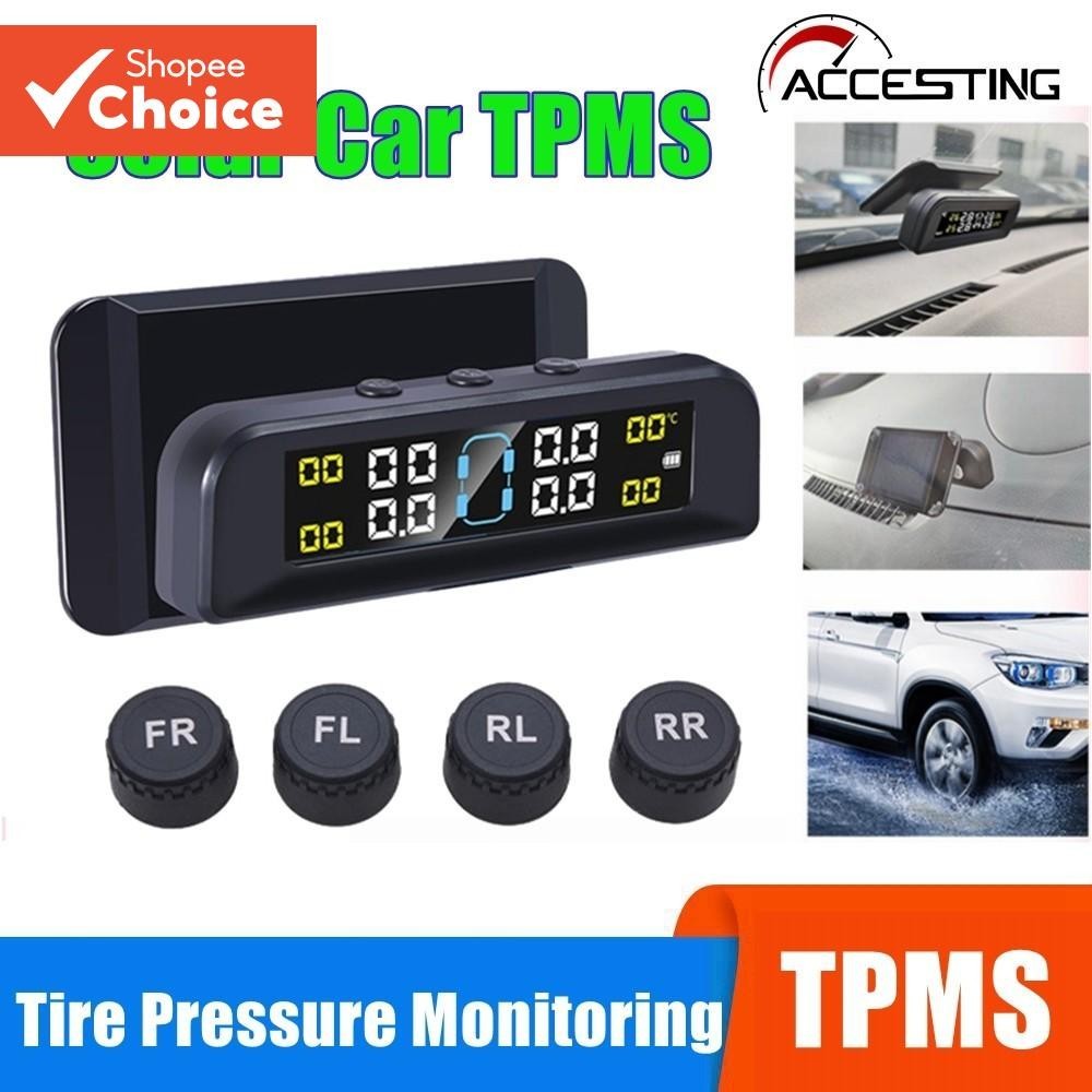 Sistema de Monitoramento de Pressão de Pneus Smart Car TPMS com 4 Sensores Externos e Alarme de Segu