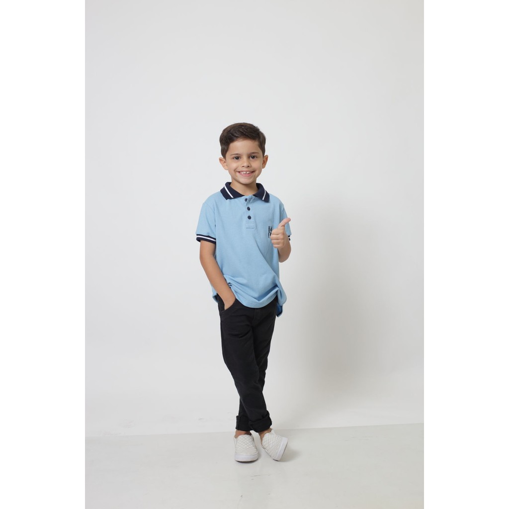 Camisa Polo ou Body Infantil Azul Nobreza