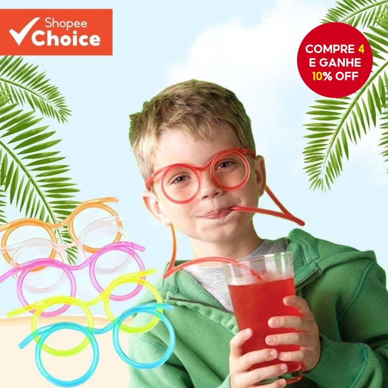 Óculos De Palha Divertidos Para Crianças , Coloridos Beber , Novidade , Acessórios Fofos