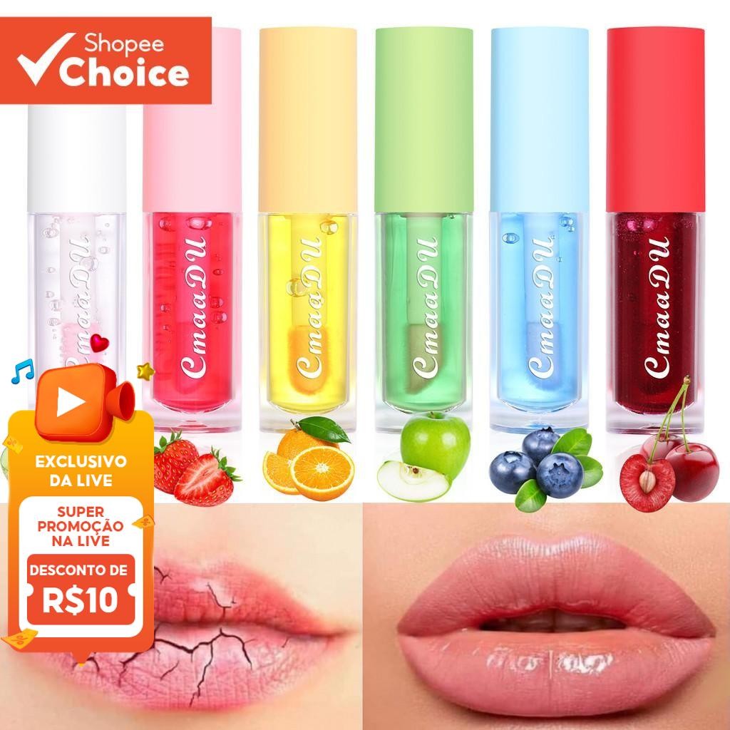 CmaaDu 6 Cores Frutas Hidratante Mudança De Cor Maquiagem Brilho Labial , Copo Antiaderente À Prova