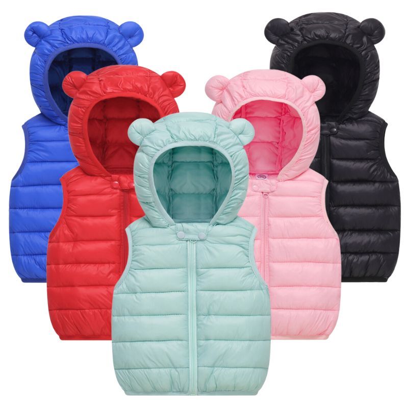 Nova Roupa Infantil De Cor Sólida Para O Outono E Inverno De 2024 Colete Algodão Meninos Meninas Com