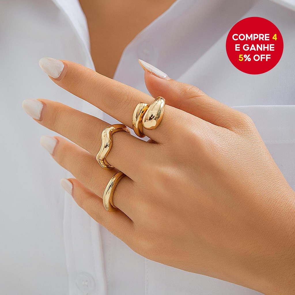 Conjunto De Anéis Wave Hug Empilháveis Joias Boho Para Mulheres E Meninas Presente Moderno