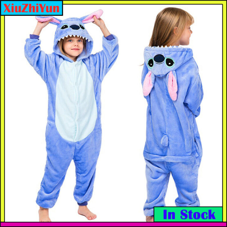 Kigurumi Blue Stitch Dinosaur Onesies Kids Jumpsui