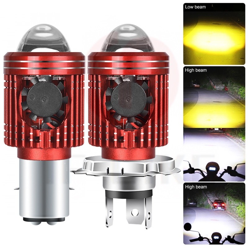 H4/H6 LED Lâmpada Para Farol De Motocicleta 8000LM 12V-80V Feixe Alto/Baixo Lente CSP Luz De Neblina