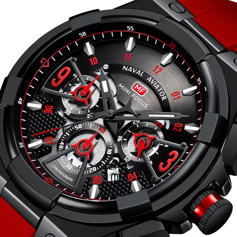 MINI FOCUS Multifuncional Casual Relógio De Quartzo Mens Relógios Cronógrafo À Prova Dágua Pulso Com