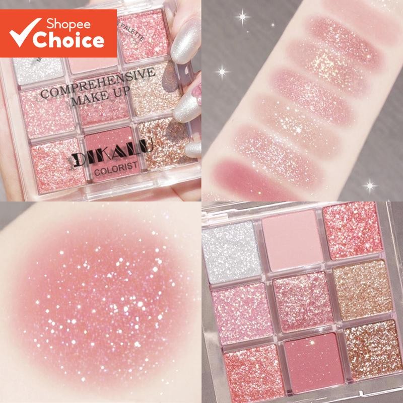 Paleta De Sombras De 9 Cores-Acabamentos Foscos , Brilhantes E Em Tons De Terra , Esfumaçados Azuis-