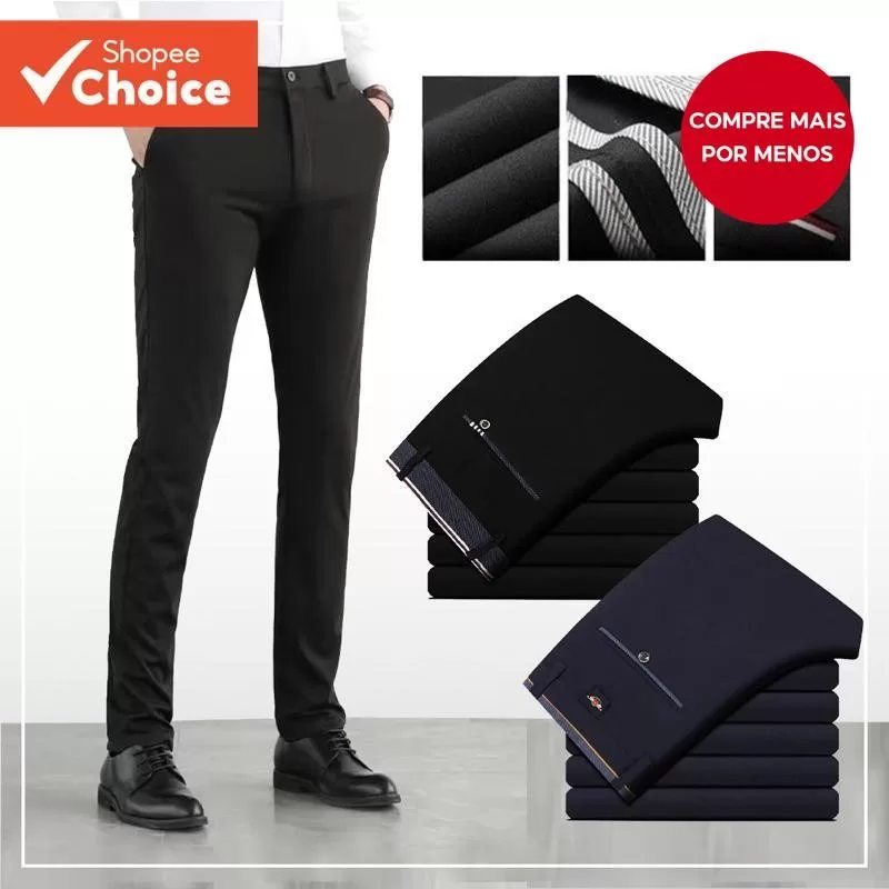 Calça Social Masculina Slim Fit-Preta E Azul Marinho | Escritório Para Casual Plus Size