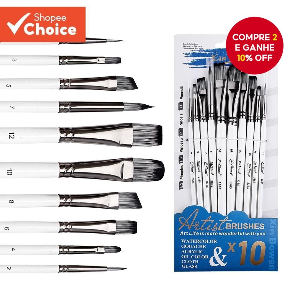 Conjunto De Pincéis Profissionais De 10 Unidades-Cerdas De Nylon Para Acrílico , Óleo , Aquarela , D