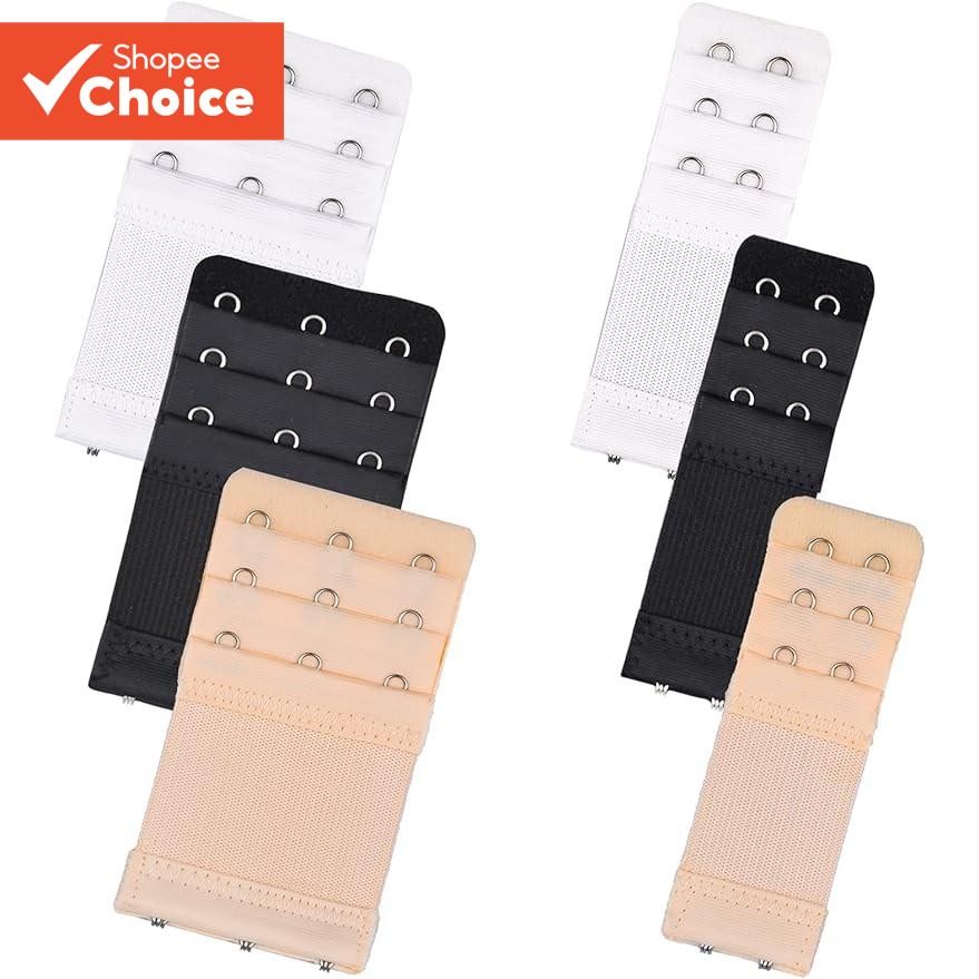 Conjunto Extensor De Sutiã-Extensores Elásticos De 2 E 3 Ganchos (Preto/Branco/Nu) Para Maternidade