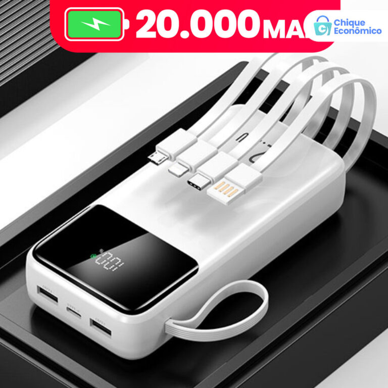 Power Bank 20000mAh com Visor Digital: Carregament