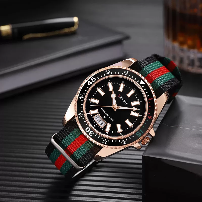 Novo Relógio De Calendário Com Pulseira De nylon Masculino Da Moda , Luxuoso E Simples Quartzo Luz N