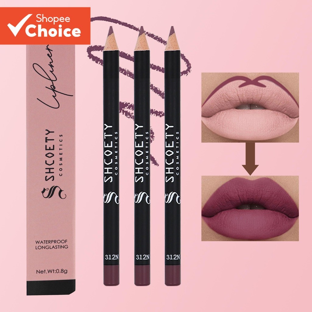 Conjunto De Delineador Labial Fosco SHCOETY 12 Sombras : Lápis Definidor E Cheio De Cores