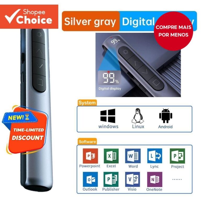 Caneta Remota Recarregável Multifuncional Sem Fio