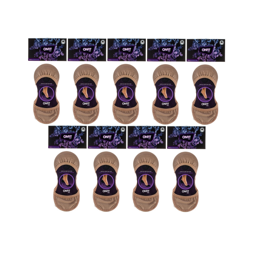 KIT MEIAS ONFIT MINI 9 PARES ALGODÃO NUDE BEGE TAM 33 34 35