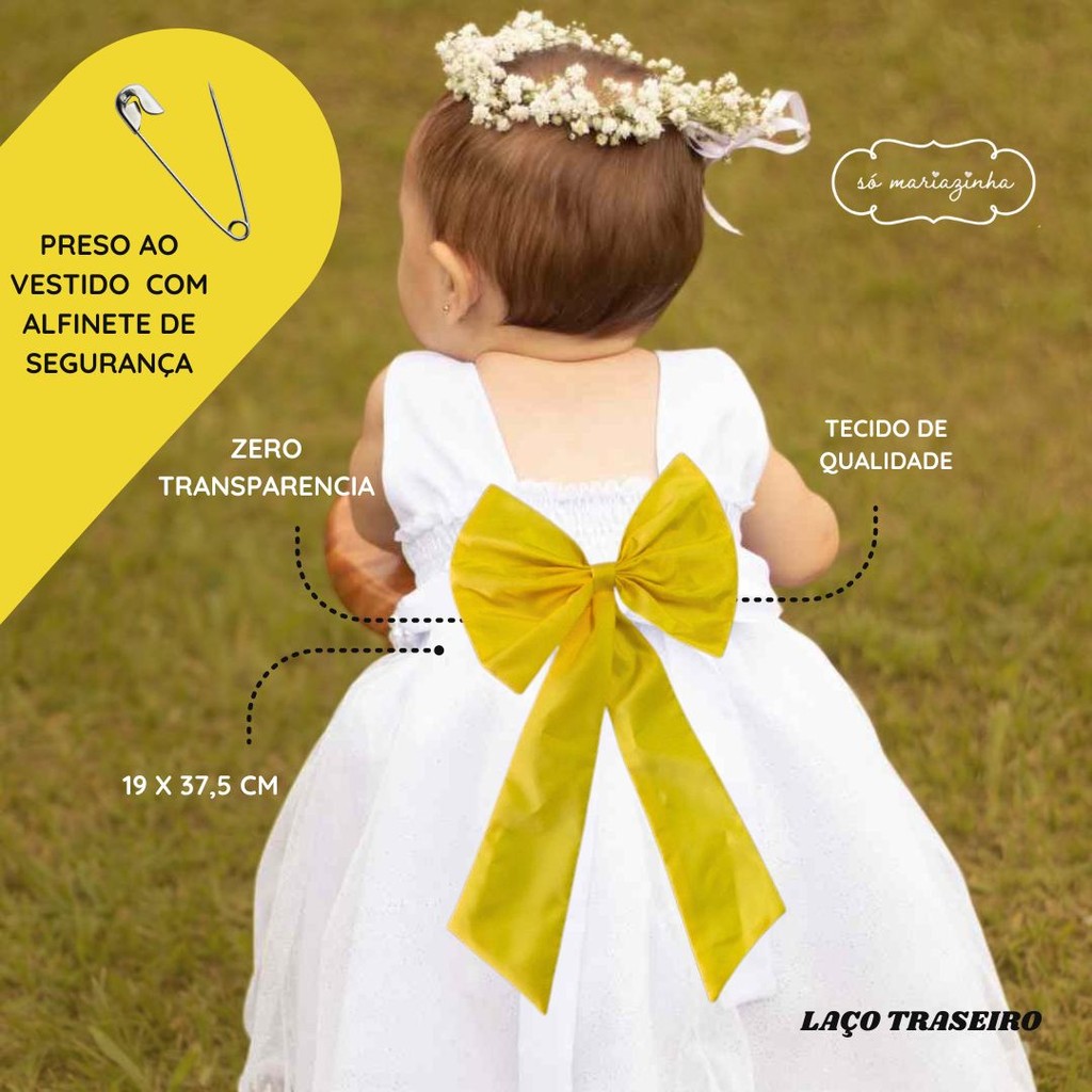 Laço AMARELO ESCURO Para Vestido Decoração Acessório Vestido Festa Em Tafeta tamanho unico REF4205