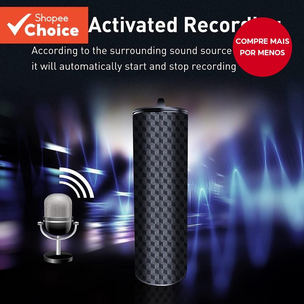 Gravador de Voz Digital Mini Magnético com Bateria de 15 Dias para Reuniões e Entrevistas HD