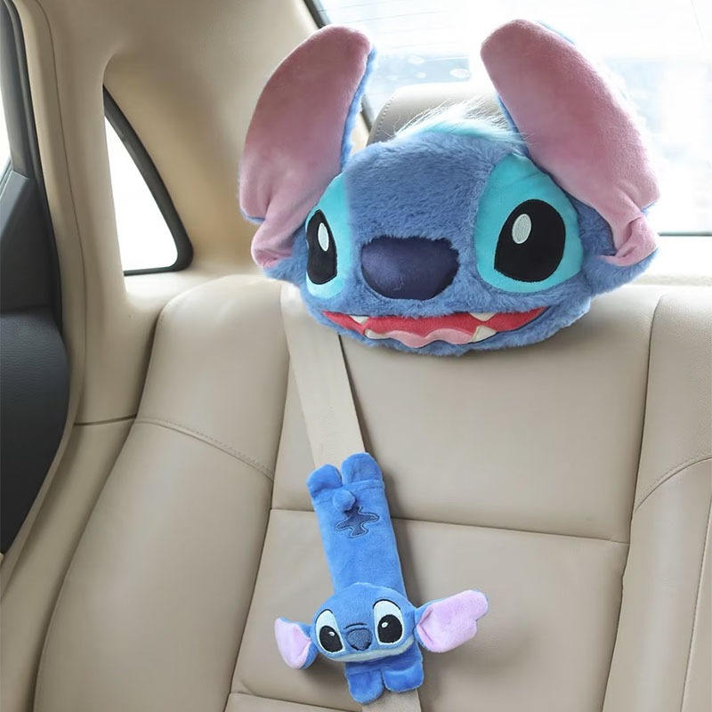 Disney Stitch Cute Car Travesseiro Fofo Carro Pescoço Kawaii Cartoon Casal Cinto De Segurança Capa D