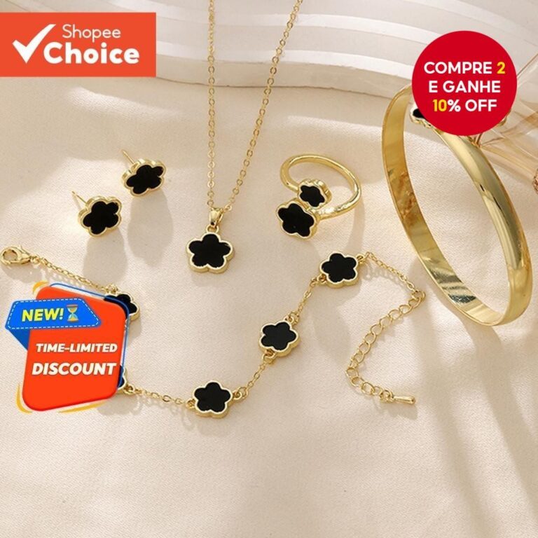 Conjunto De Colar De Cinco Flores Coreano 5 Peças