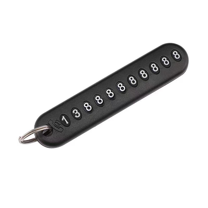 [READY STOCK] Chaveiro Anti-Perda Número Do Telefone Porta-Chaves Pingente Preto Portátil E Prática