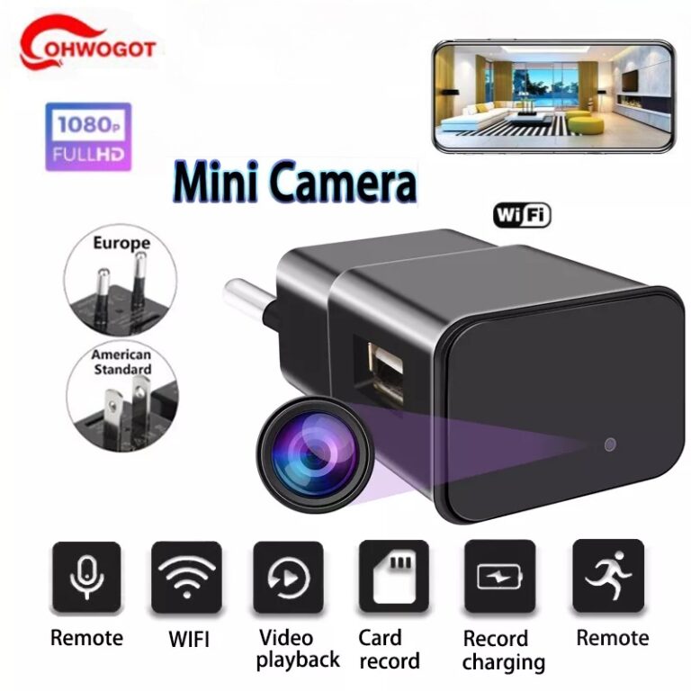 Mini Câmera WiFi 1080P Carregador USB Com Micro C