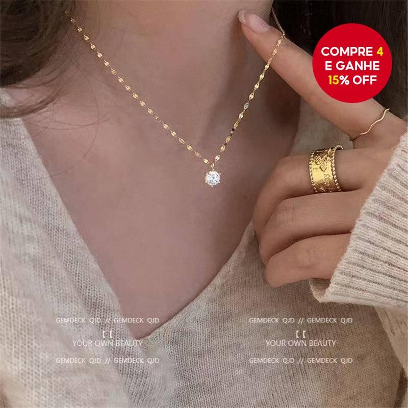 2025 Novo Colar Simples Elegante Zircão Pingente Chique Clavícula Corrente Para Mulher