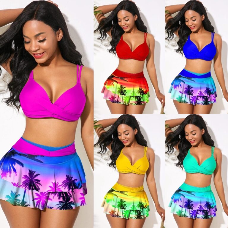 Roupa De Praia Sexy Biquíni Feminino Push Up Saia