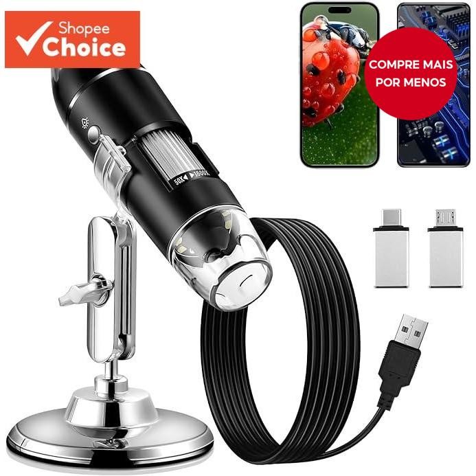 Câmera Microscópio USB Portátil 50X-1600X Lente