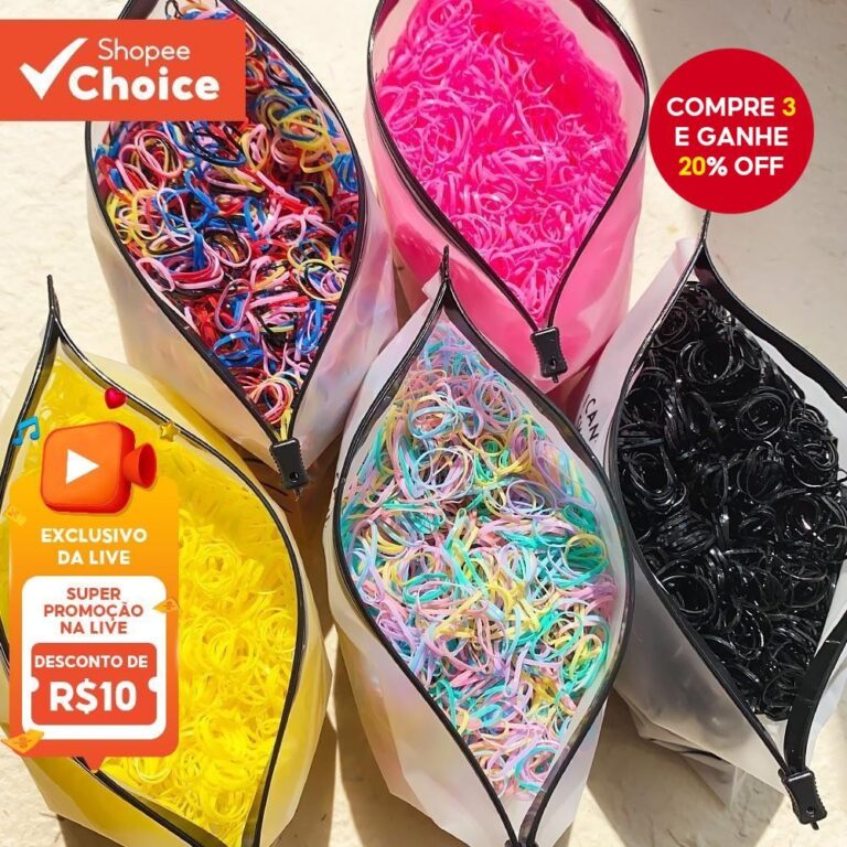Conjunto com 500 Elásticos de Cabelo Macios e Col
