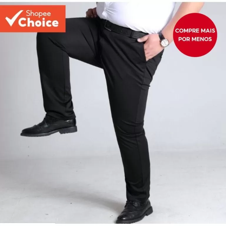 Calça Social Masculina Preta Elástica Slim Fit ,