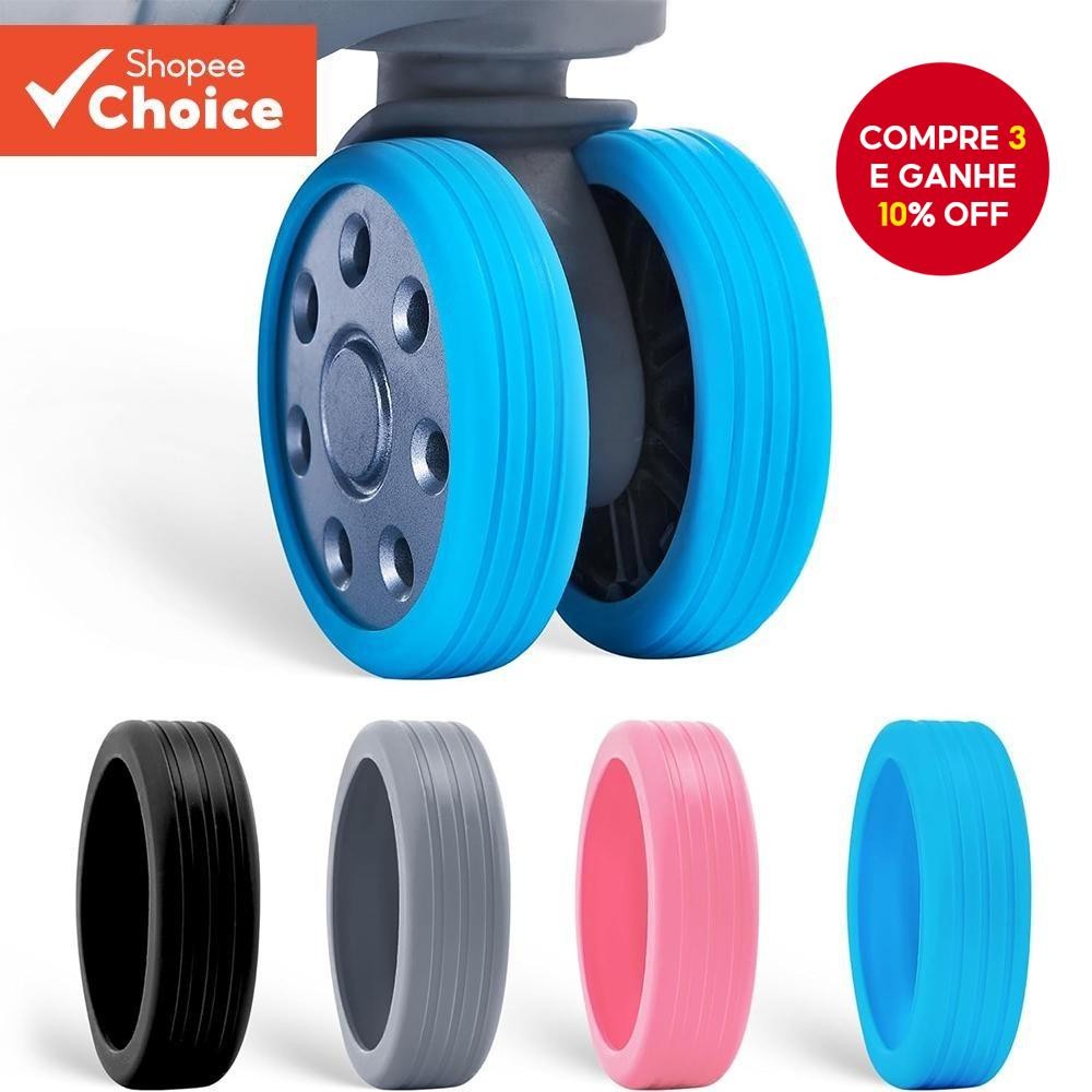 8 Capas Para Rodas De Bagagem De PC : Protetores De Borracha Silenciosos Viagens Suaves , Antiderrap