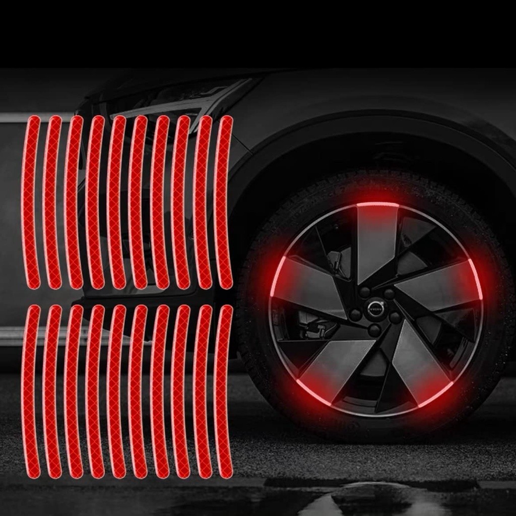 20 Peças Adesivos Refletivos De Listras Decorativas Para Rodas De Carro , De Aviso De Segurança Notu