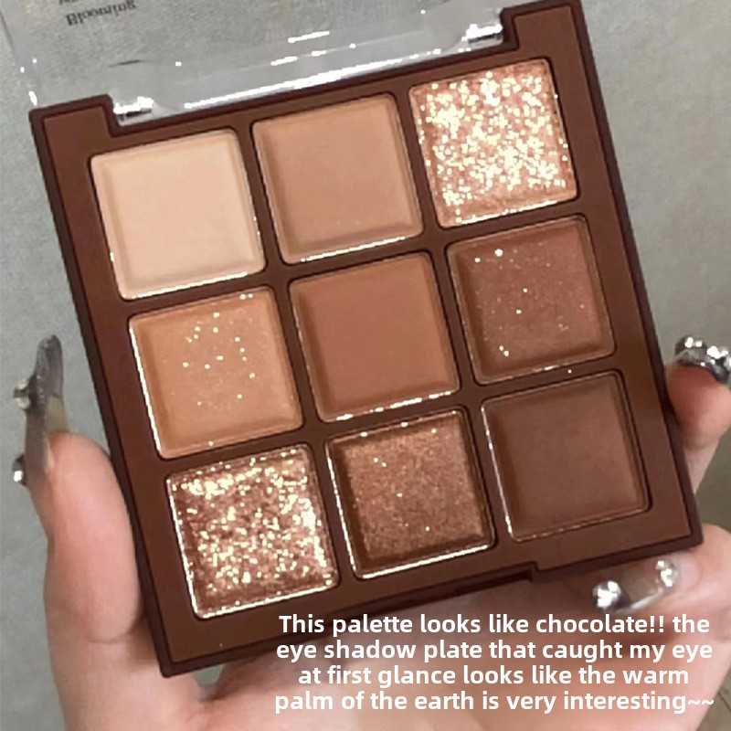 Paleta De Sombras De 9 Cores De Chocolate  Marrom Brilhante , Fosco E Neutro , Multiuso , Adequado P