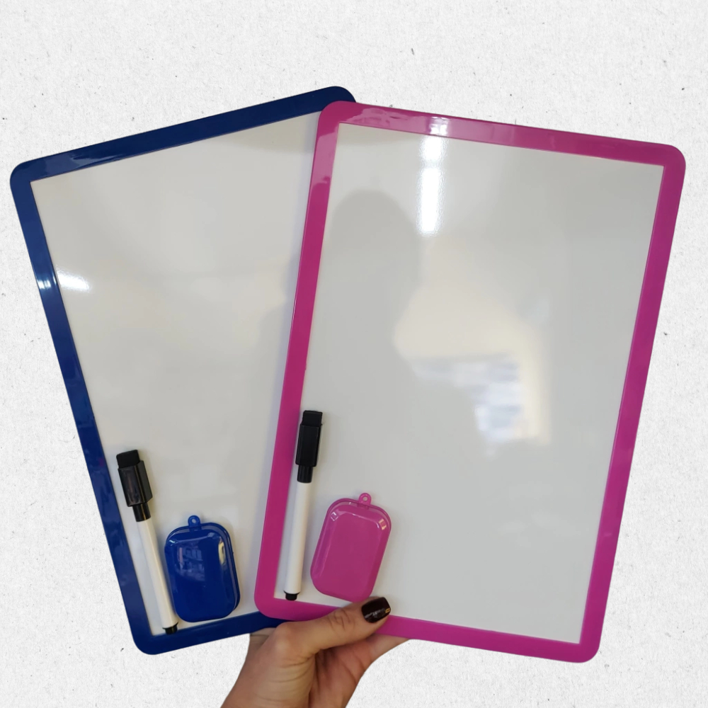 Lousa Quadro Branco 30x20cm Dupla Face Caneta E Apagador Didático Anotação Quadro Magnético