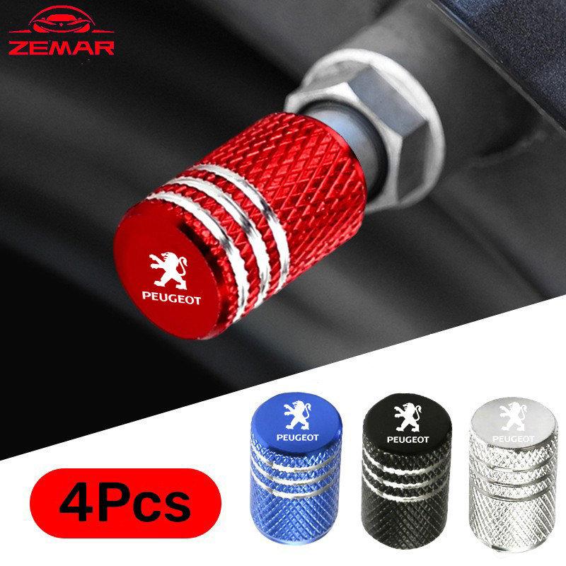 4Pcs Peugeot Pneus Tampas De Válvulas Para Carros Peças De Metal Bicicletas Automotivas Logotipo De
