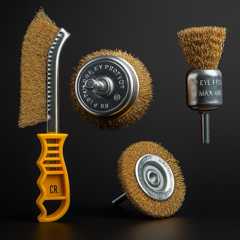 Kit Escovas De Aço 4pçs Circular Copo Pincel E Manual C/cabo