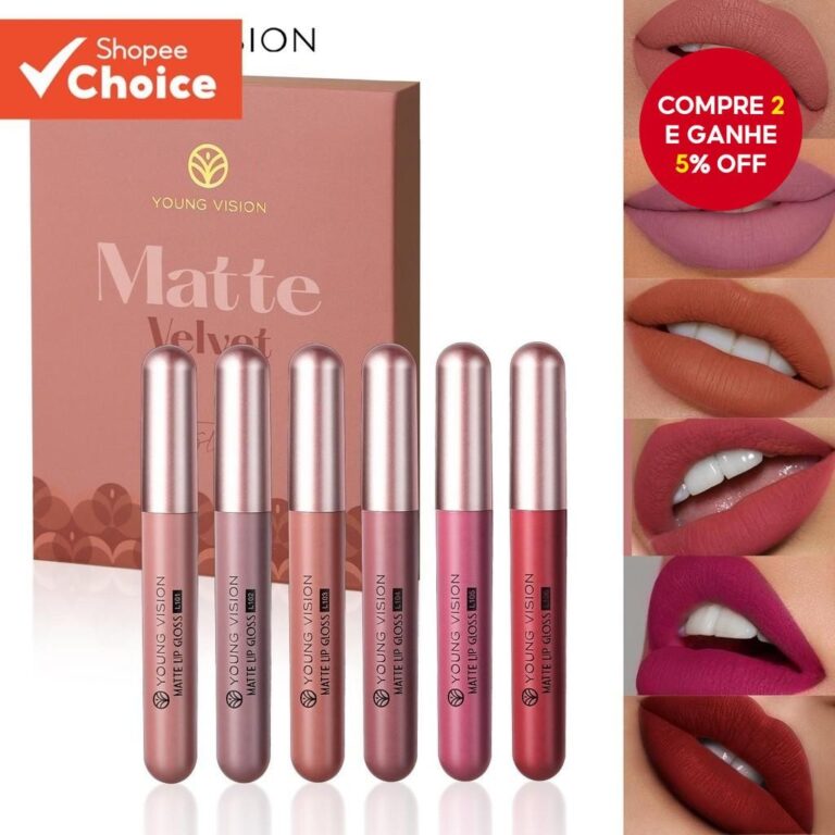 6 Conjunto de batom fosco Brilho labial fosco Velu