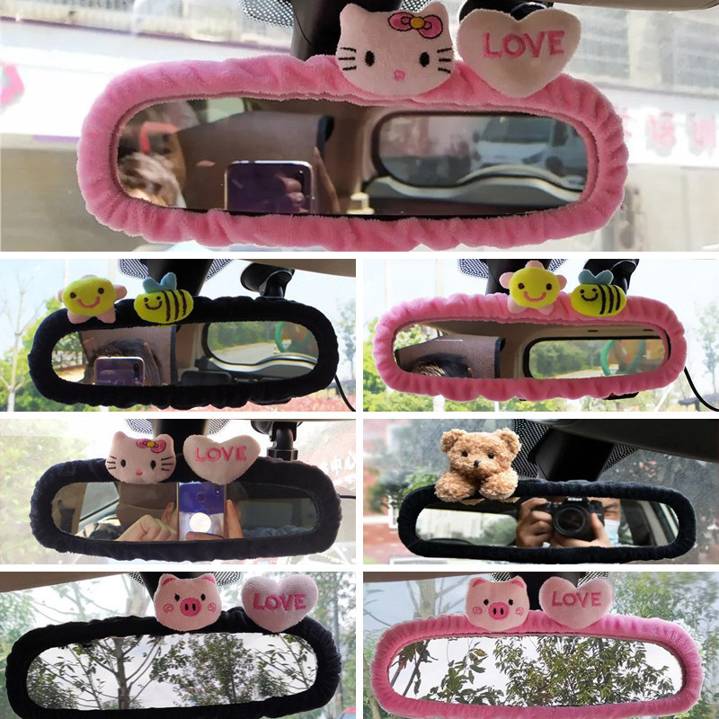 Capa Do Espelho Retrovisor Carro Kawaii Lovely Creative Cartoon Personagem Plushie Decoração Feminin