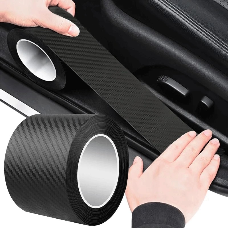 Adesivo 3D De Fibra De Carbono Para Carro DIY 1M/3M/5M/7M/10M 3cm/5cm/7cm/10cm Fita Protetora De Pas
