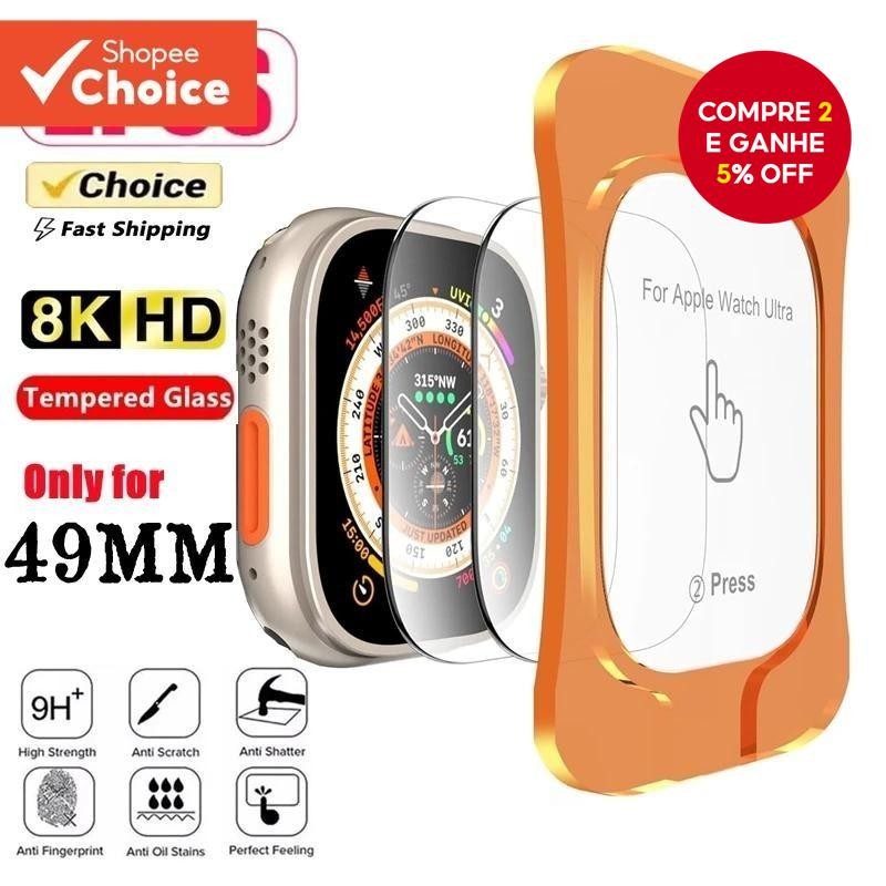 2Pcs Protetor De Tela De Vidro Temperado Para Acessórios Ultra 49mm Película HD iWatch Instalação Au