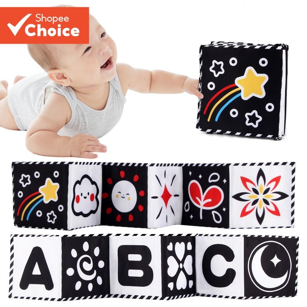 Livro De Pano Macio Para Bebês , Alto Contraste , Preto E Branco , Sensorial , Tempo De Barriga , Br