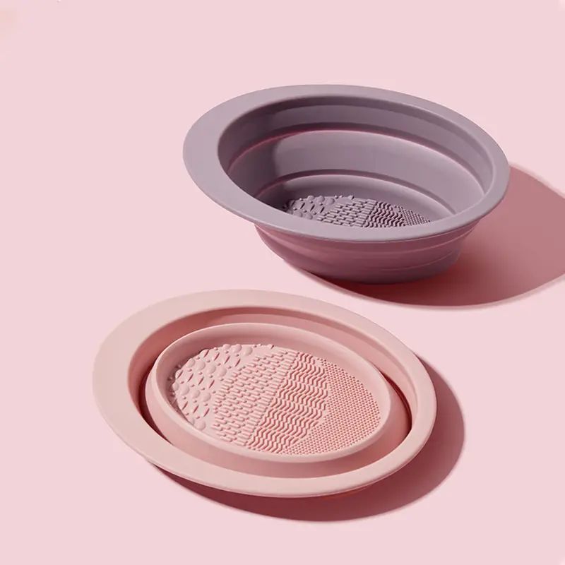 Tigela de Silicone Dobrável para Limpeza de Pincéis de Maquiagem, Essencial para o Lar.