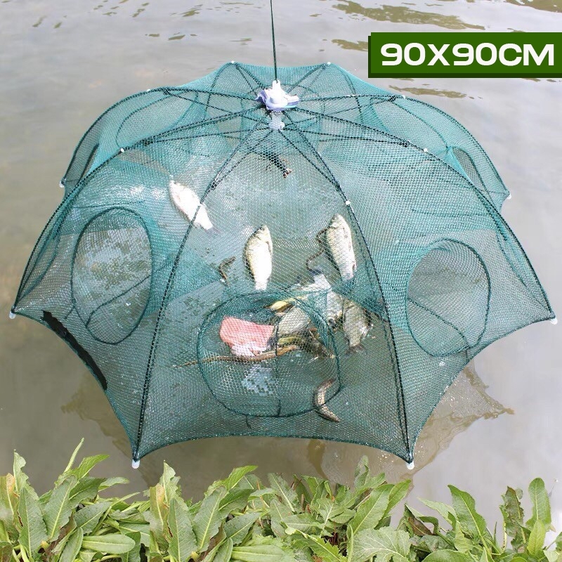 Covo fish Trap Isca Viva Camarões Lambaris 90x90cm/Peixe Com Rede Retrátil De 8 Entradas