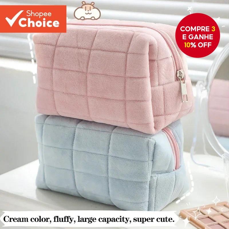 Estojo De Lápis Kawaii Em Formato De Travesseiro Bolsa De Cosméticos De Grande Capacidade Fofa De Vo