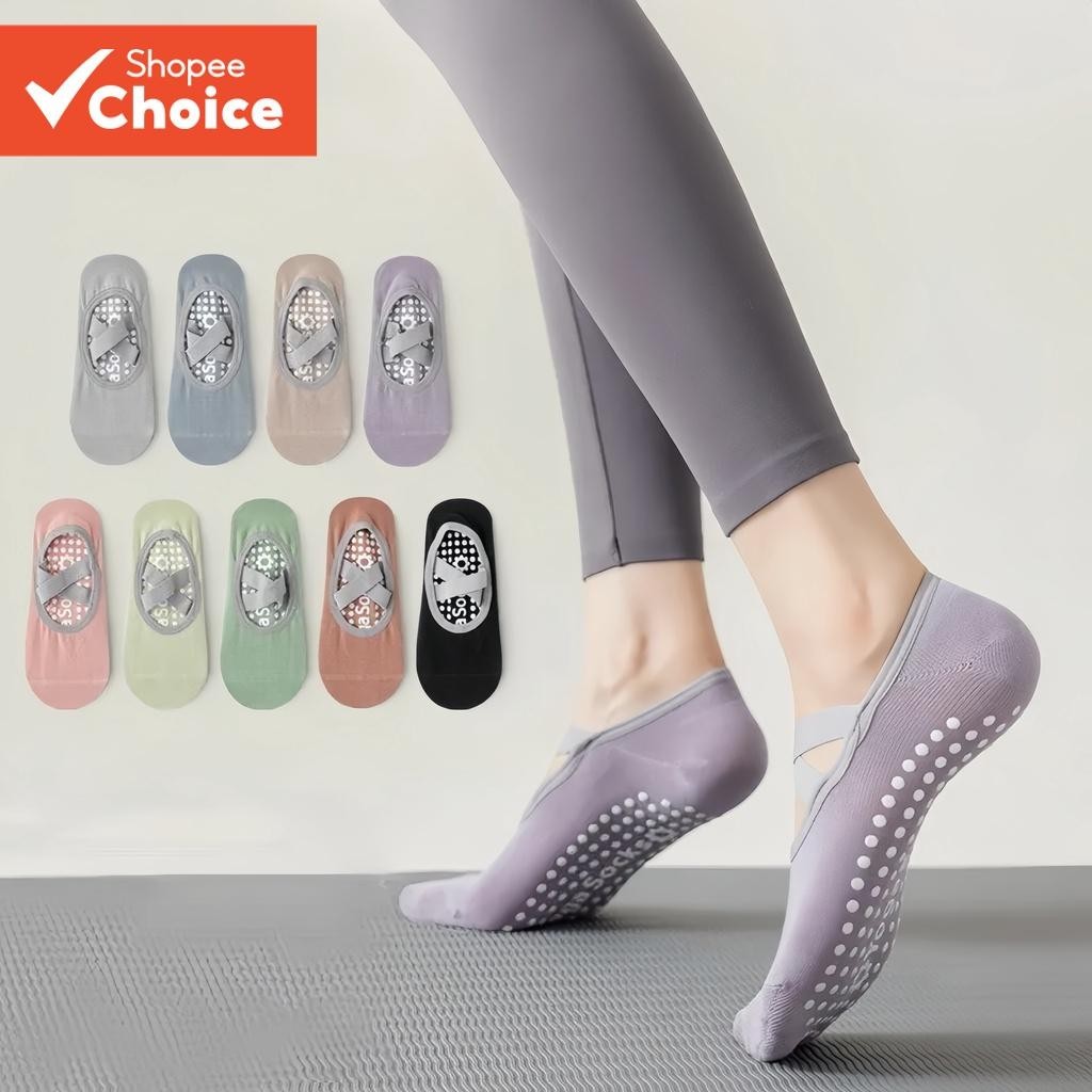 Meias De Ioga Profissionais Femininas Antiderrapantes Tiras Cruzadas De Pilates