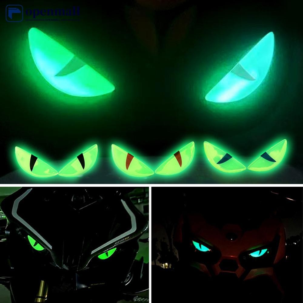 openmall 1 Par Motocicleta Diabo Olho Adesivos Farol Luminoso Dazzle Cor 3D Decalques Corpo Moto À P